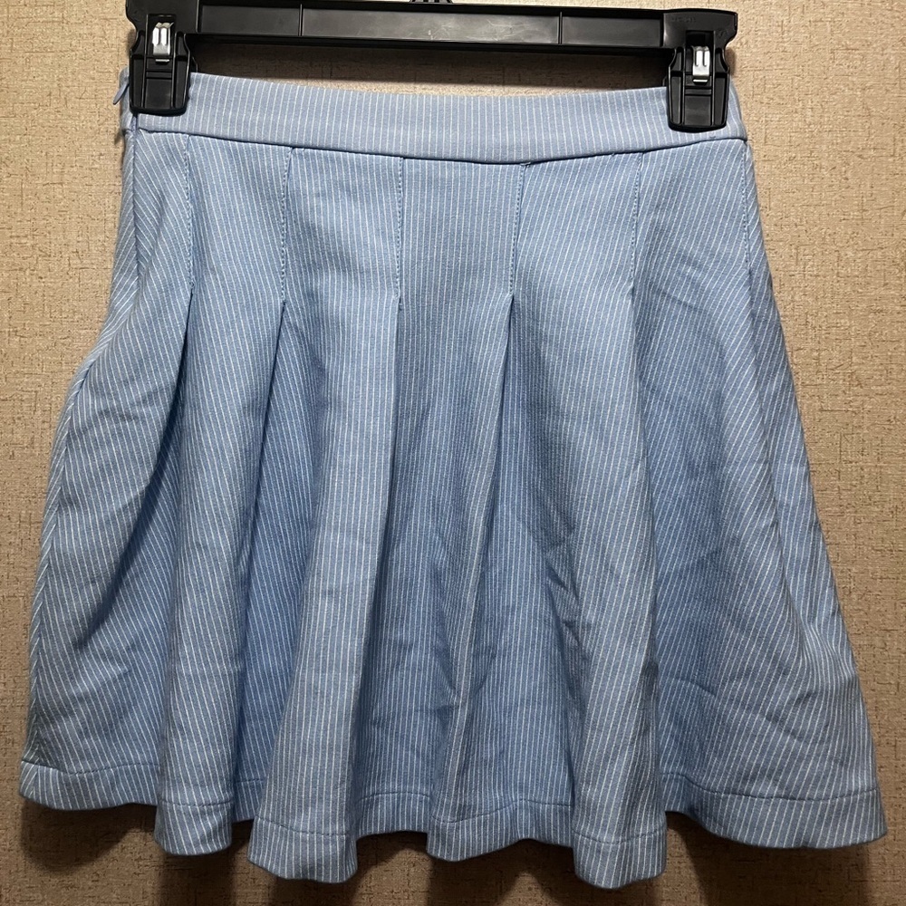 Zara Sky Blue Striped A-Line Skirt